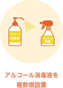 アルコール消毒液を複数個設置